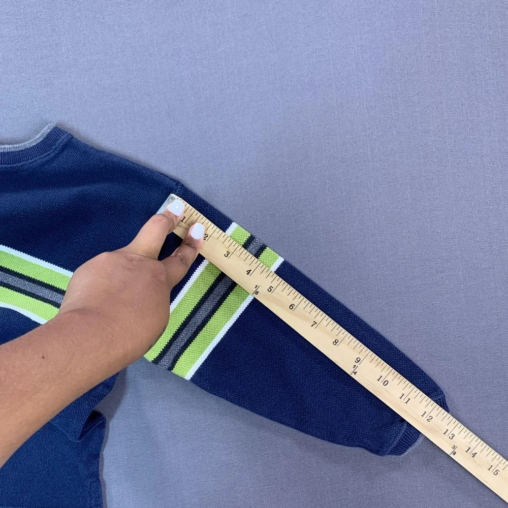 Gap Sweater Kids XS Blue Stripe Cotton Knit Crew Neck Long SLV Pullover